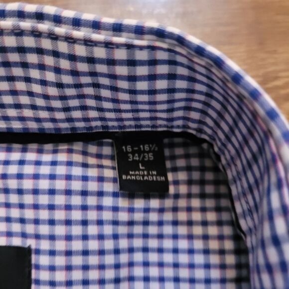 Men's Tommy Hilfiger Regular Fit Stretch Shirt Wrinkle Free Size Large 34 35 - Picture 6 of 9